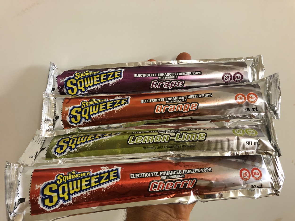 Image of different flavors of Sqwincher energy