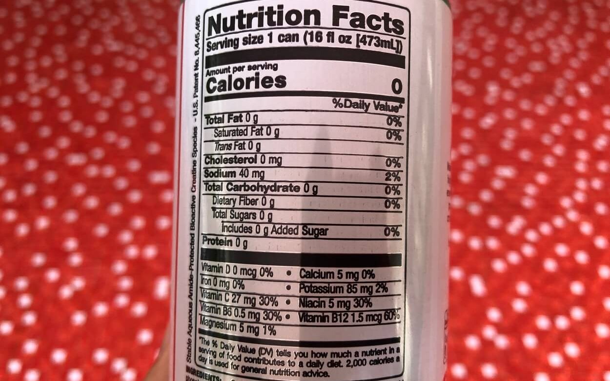 nutrition facts about bang energy