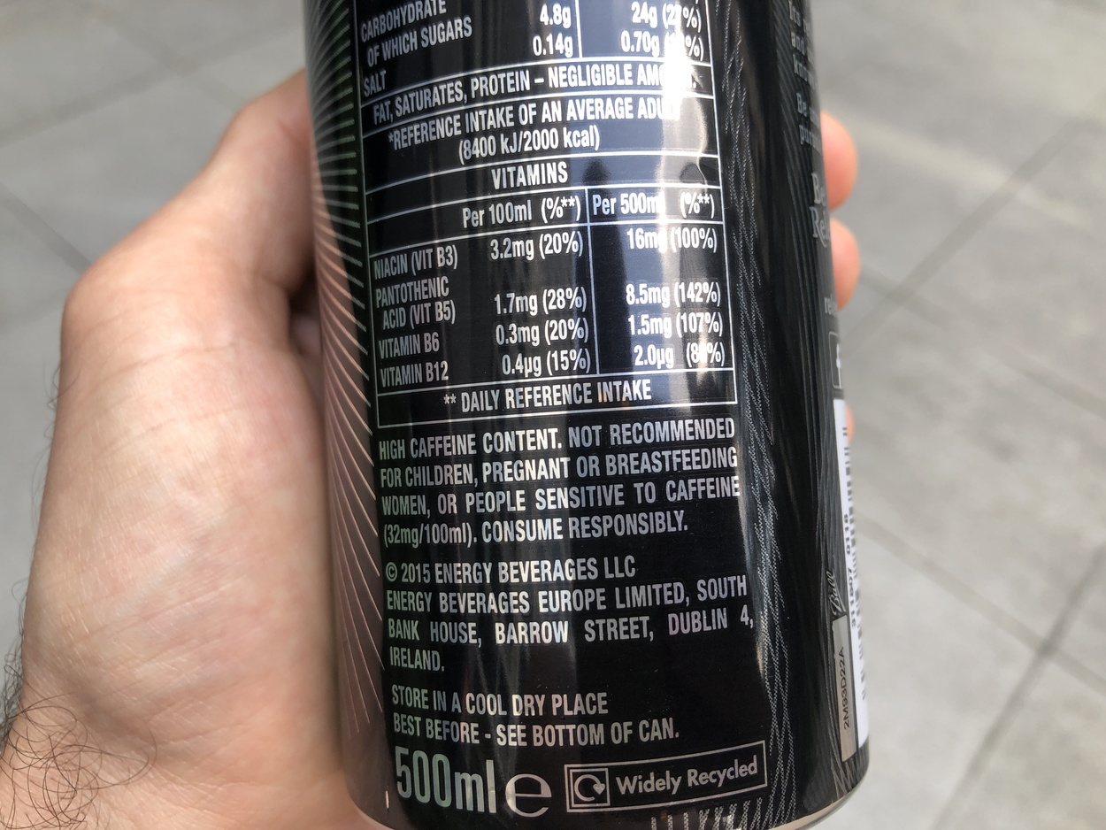 Nutritional Facts Of Relentless Energy Drink