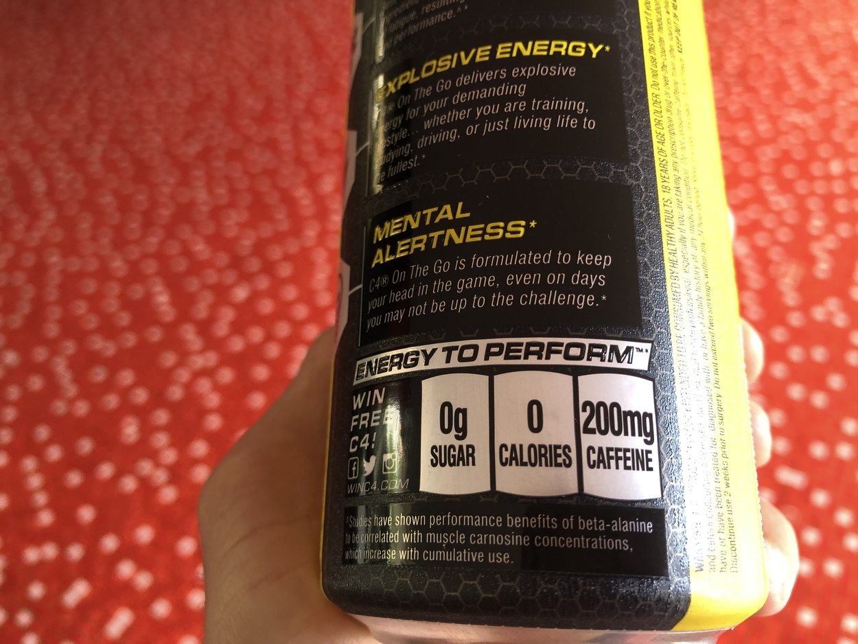 Sugar, Calories, and Caffeine In C4 Energy Drink