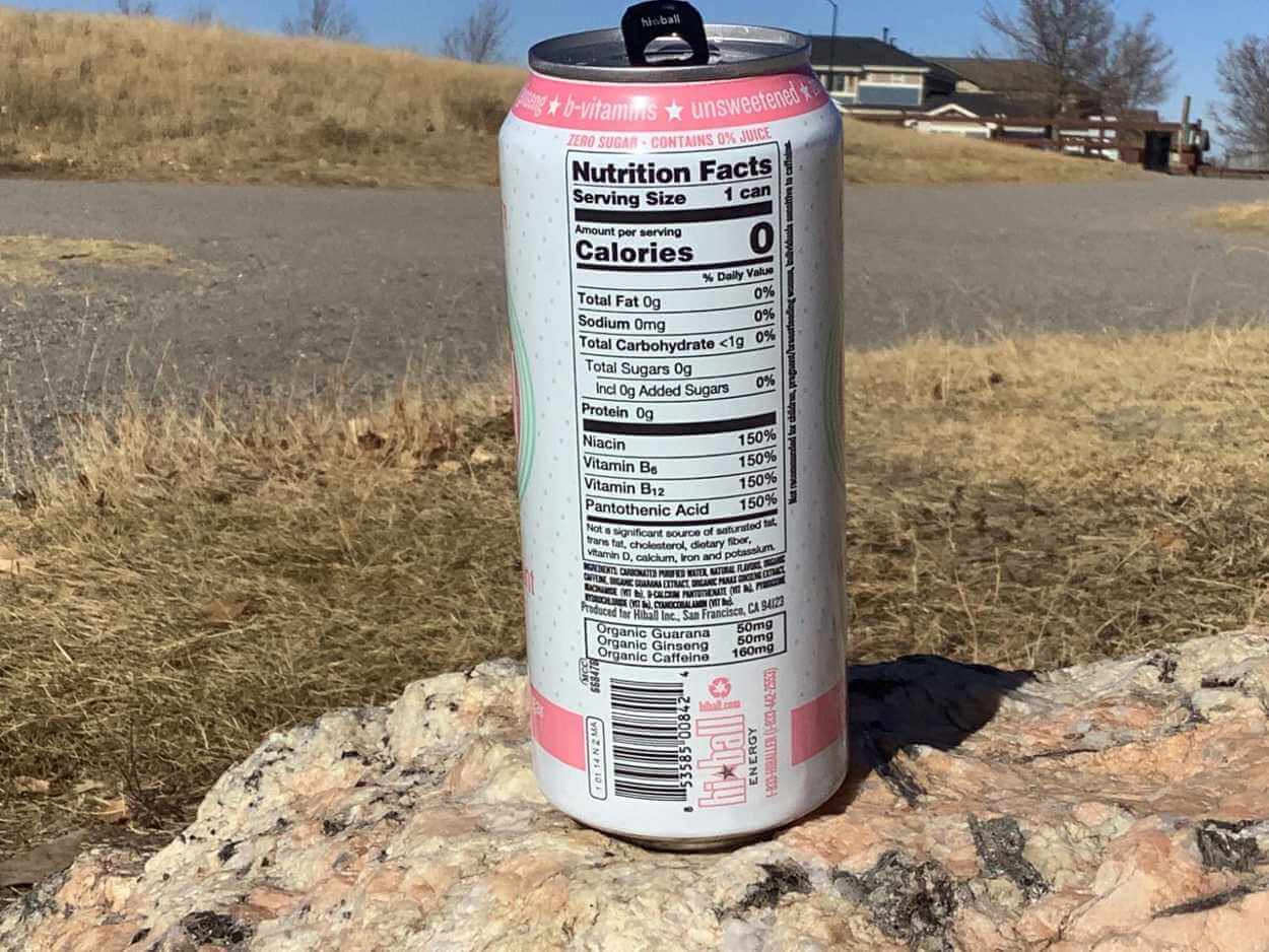 Nutrition facts of Hiball energy drink