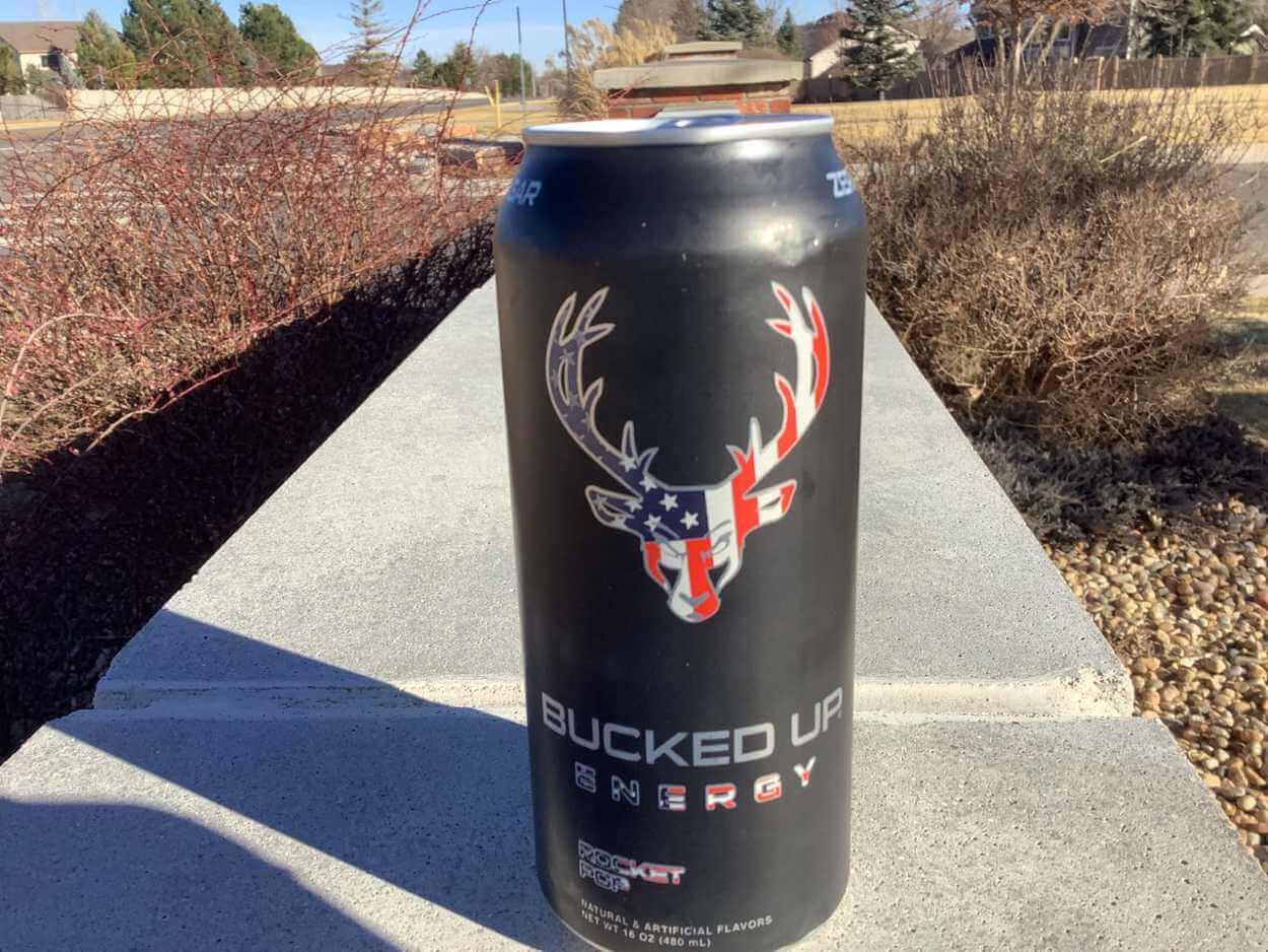A can of Bucked Up Energy Drink