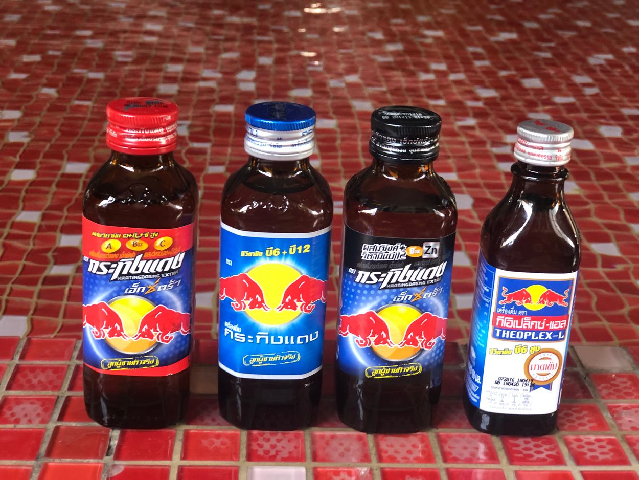 different bottles on Krating Daeng