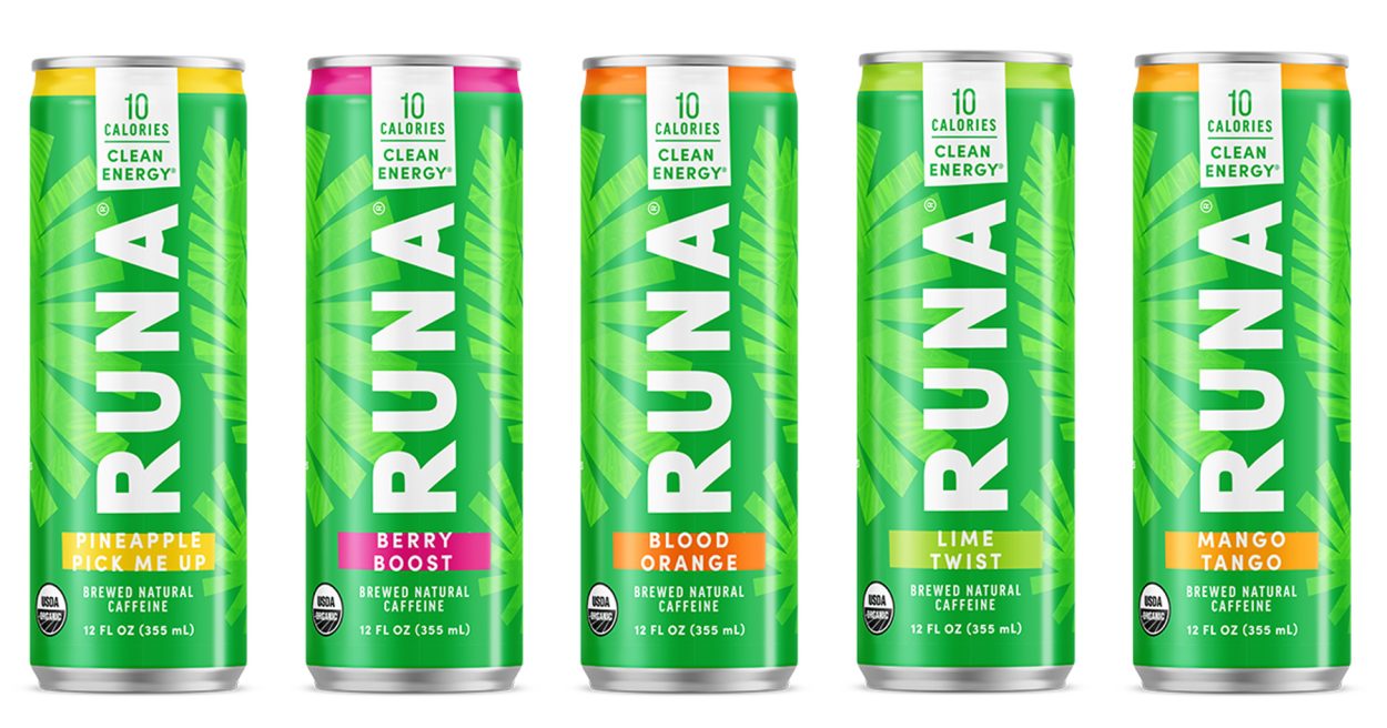 5 different flavours offered by Runa energy drink 