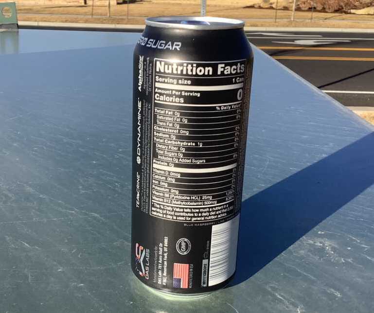 Nutrition facts of Bucked up energy drink