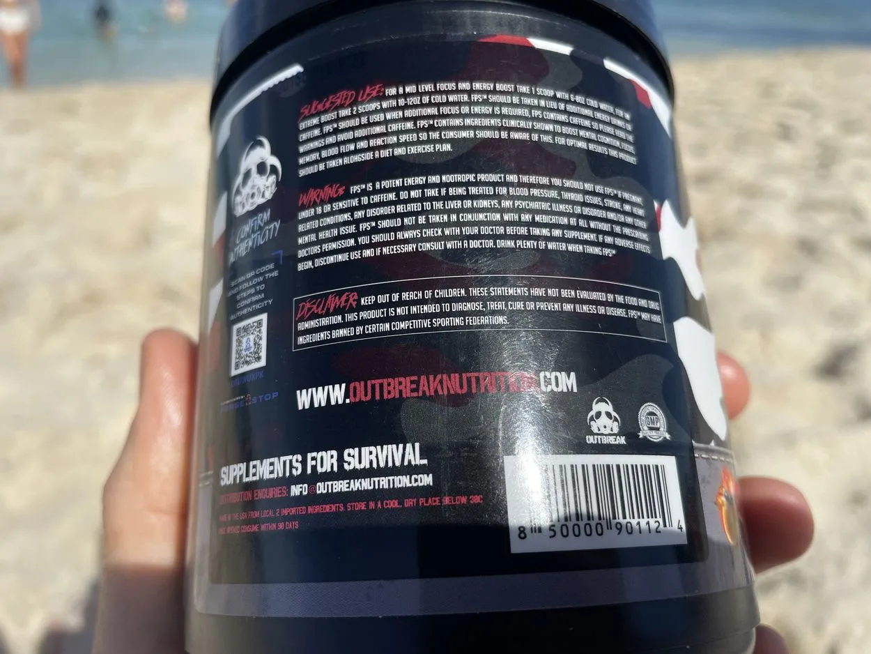 Image of warning label of Outbreak Nutrition