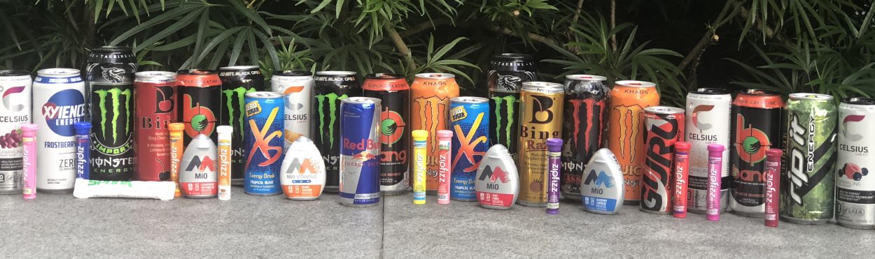 Assorted energy drinks brand