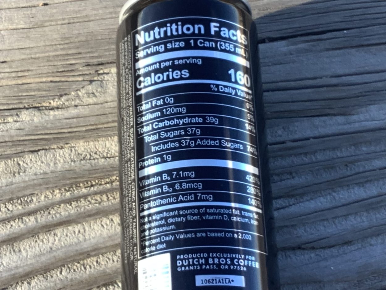 Nutrition Facts Of Blue Rebel Energy Drink