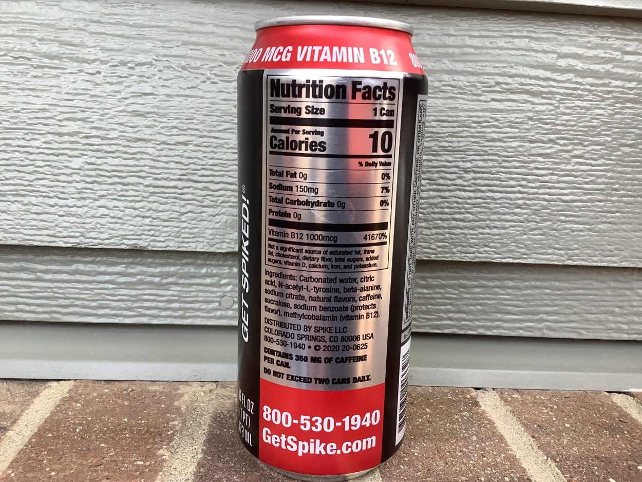 Nutrition facts of Spike Energy Drink