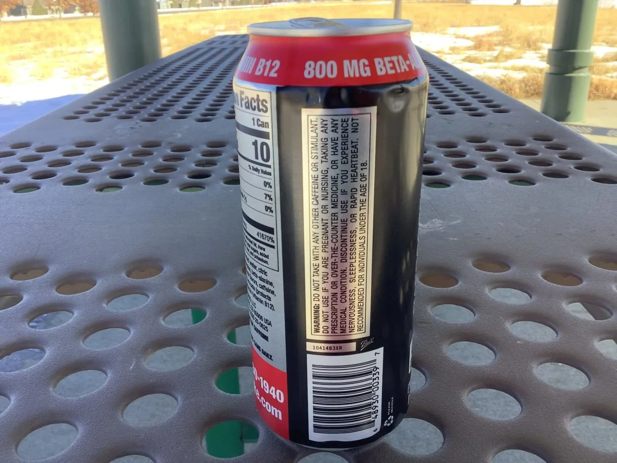 Warning Label on Spike Energy Drink 