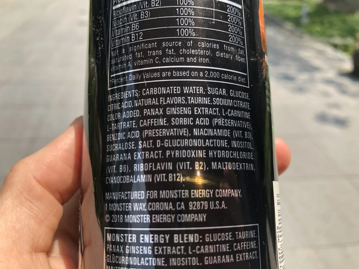 Monster Energy Drink ingredient