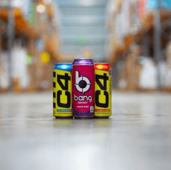 Cans of Bang and C4 energy drink.