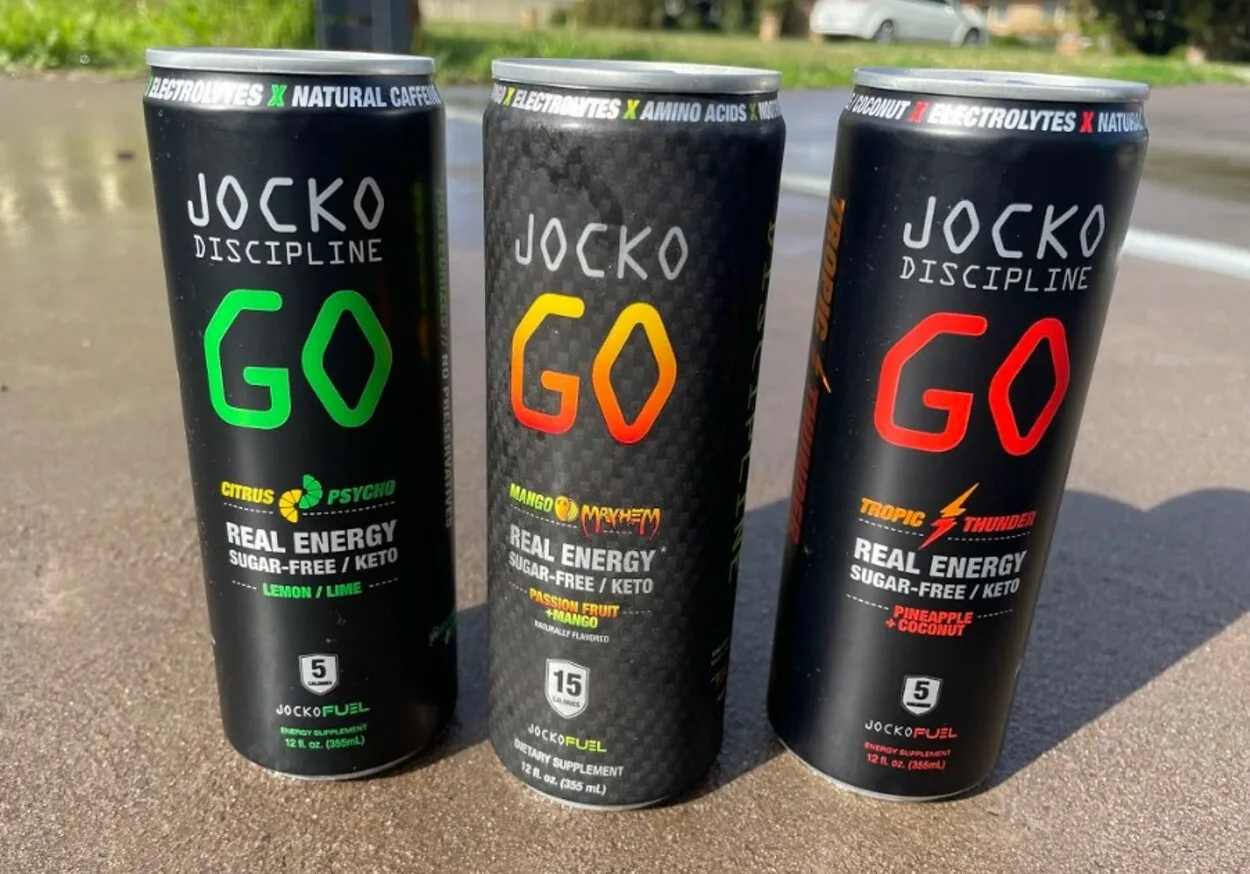 three cans of Jocko Go on the ground
