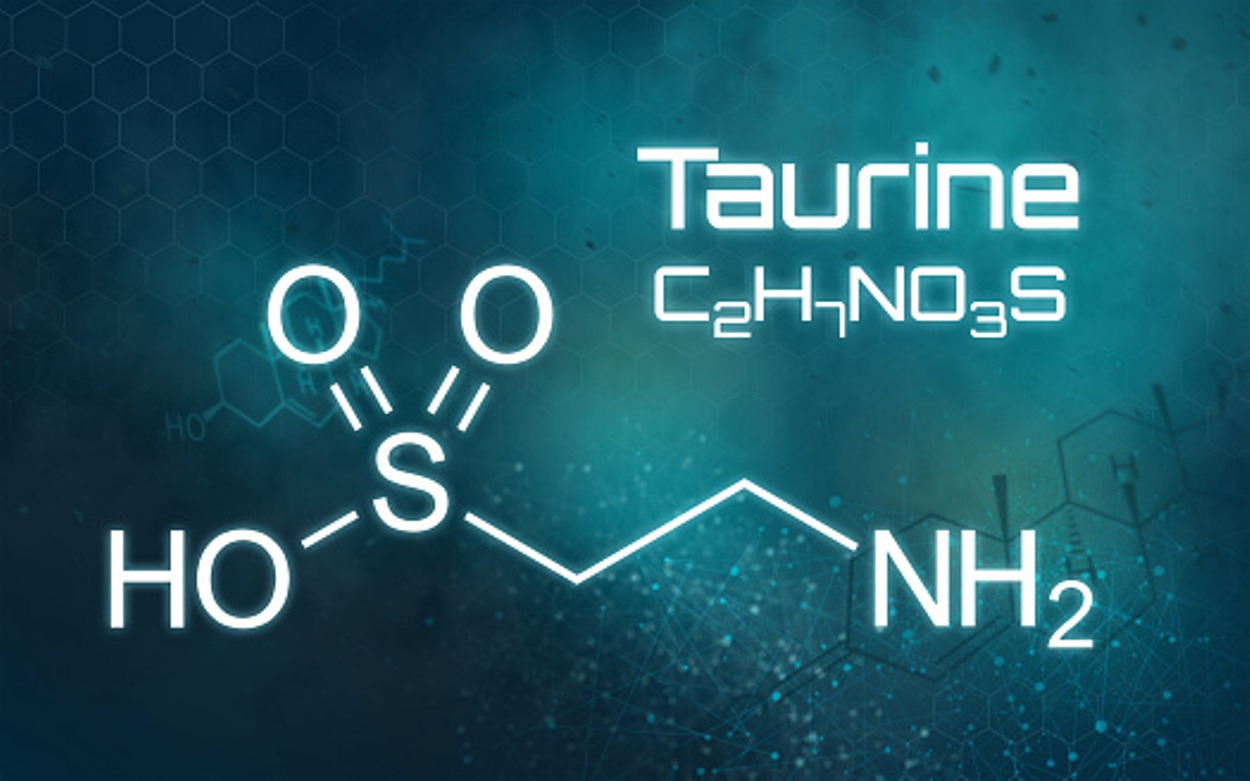 Chemical formula of Taurine on a futuristic background