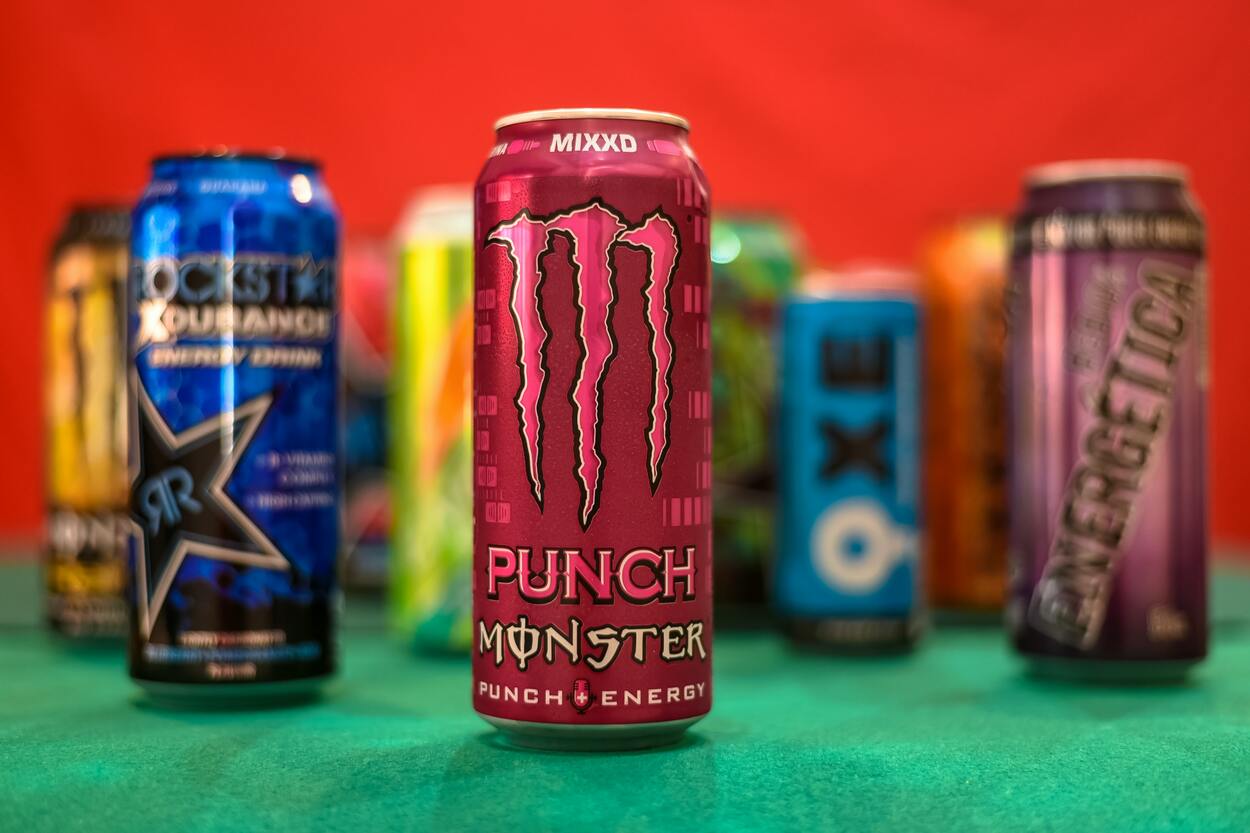 Cans of energy drinks